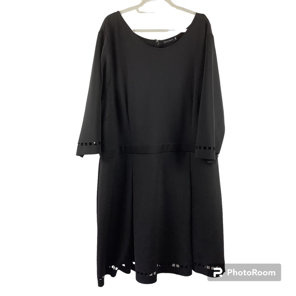 Park & Pearce Black Long Sleeve Scuba Material Dress with Cutouts Size 4X